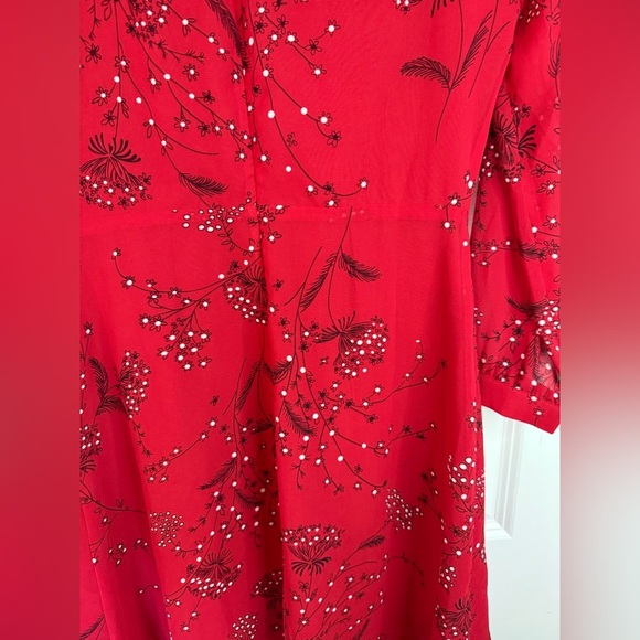 Madewell Women’s Red Windswept Floral Hazelwood Wrap-Front Mini Dress - Size 2 - Picture 7 of 10